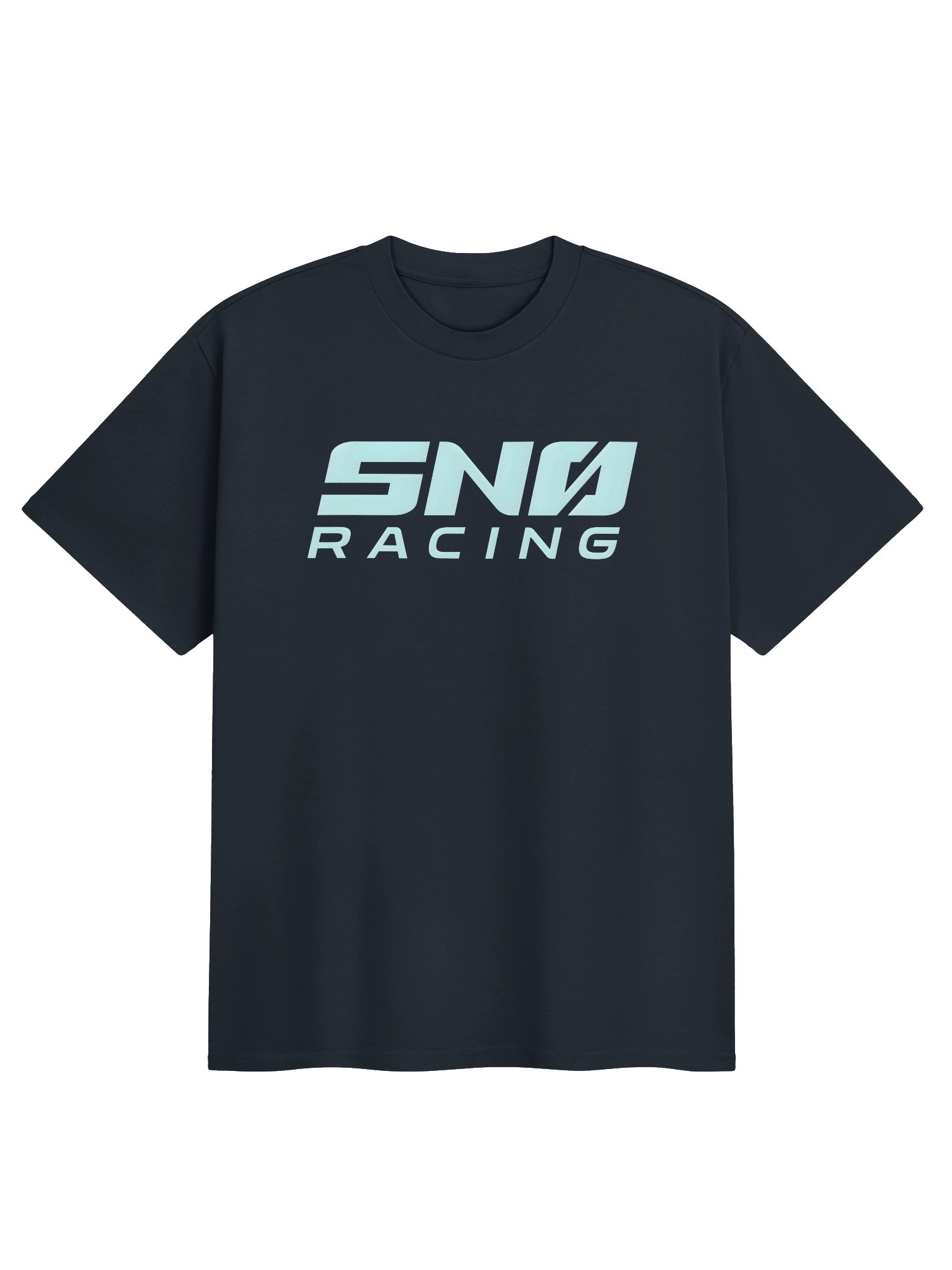 Navy Snø Racing T-shirt with ice-colored chest logo