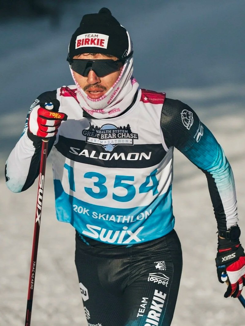 Jake Stiele racing on snow